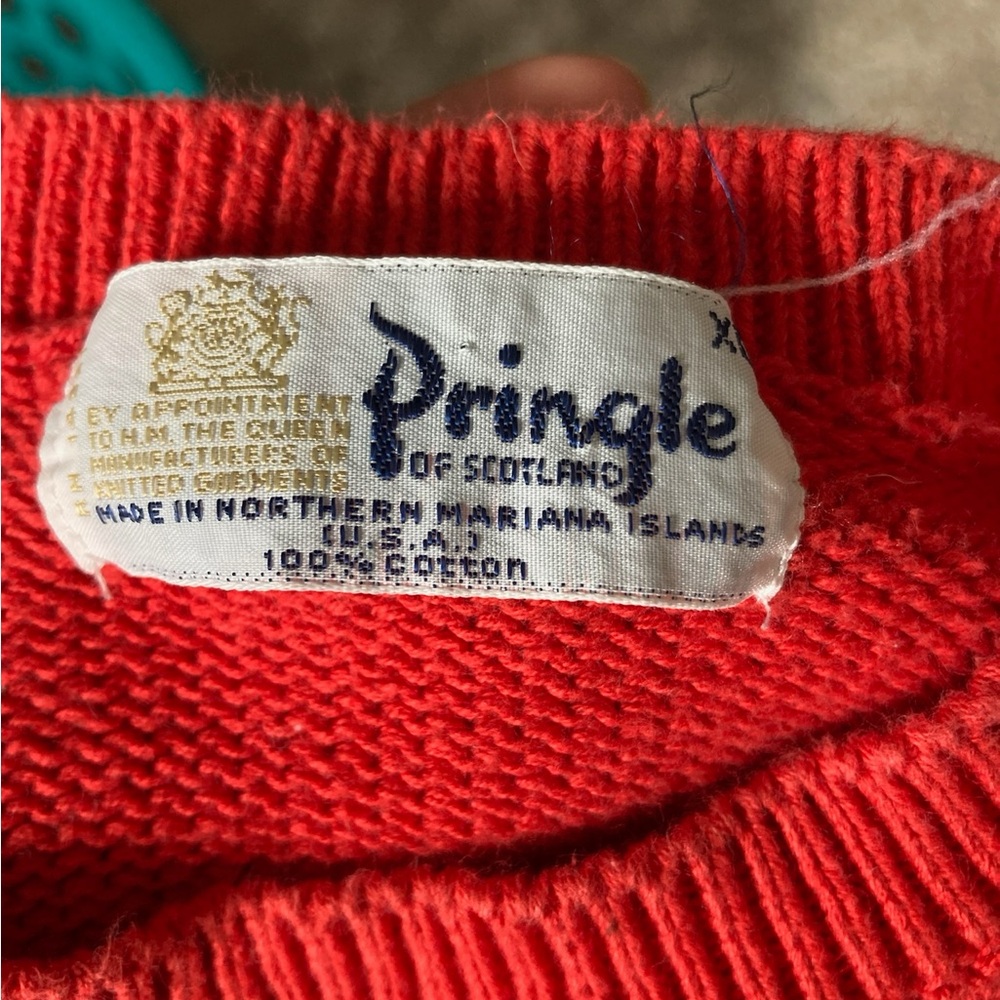 Vintage sweater, girl on a boat. XL, cotton. Pringle - Picture 2 of 7